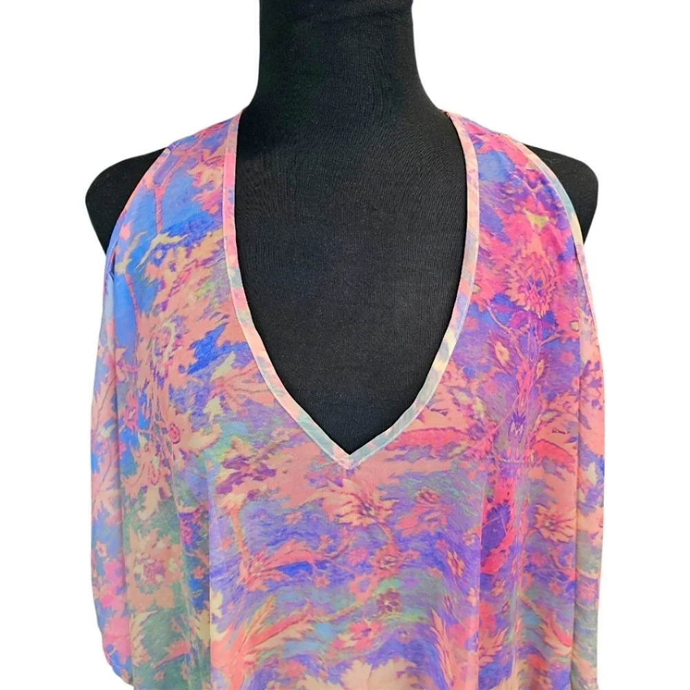 Show Me Your Mumu Kaftan Kimono Tunic Watercolor XS Colorful Fairycore Ethereal - Picture 9 of 12